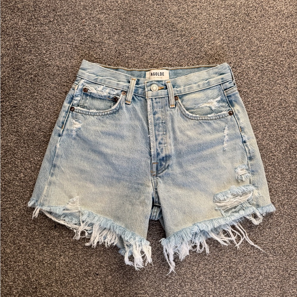 Agolde Parker Long Shorts in Swapmeet Blue